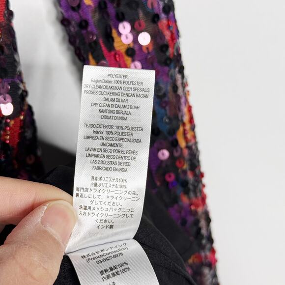 French Connection 4 Purple Red Black Inari Embellished Leopard Sequin Mini Dress - Picture 9 of 15